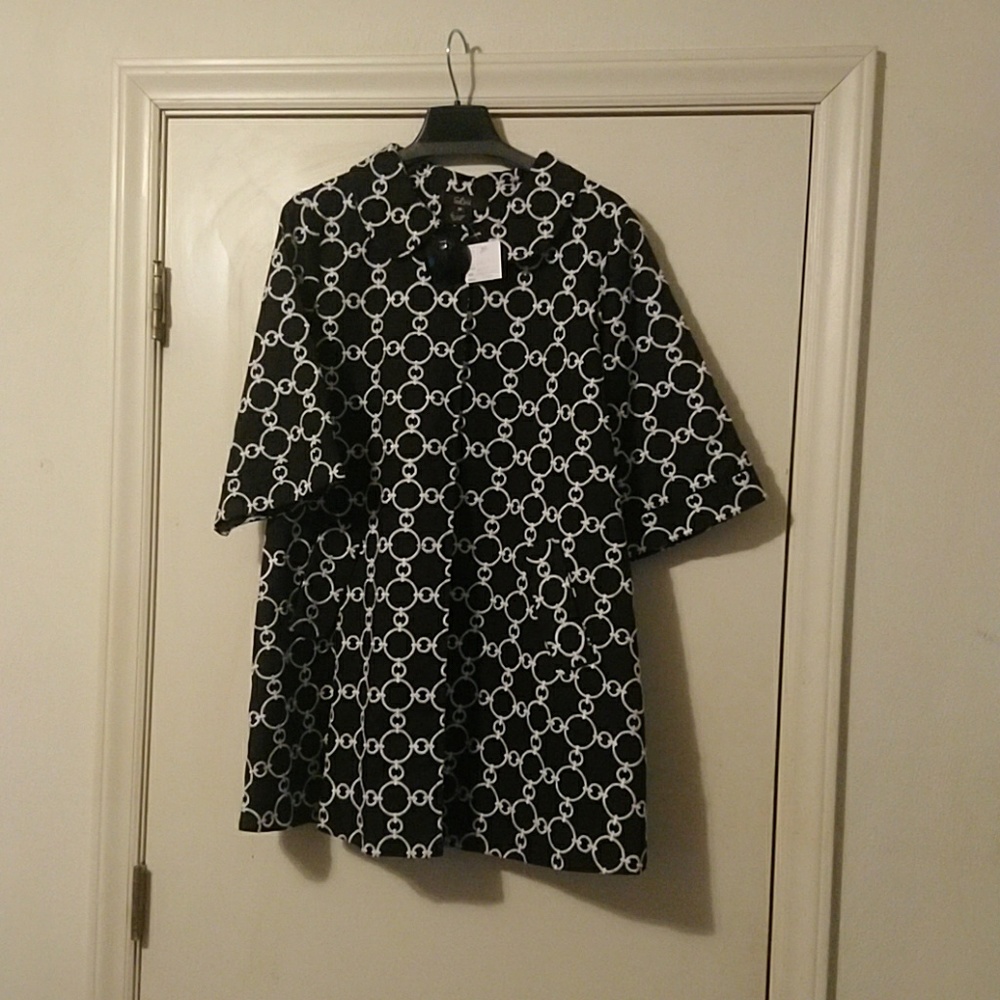 Black and white short over coat